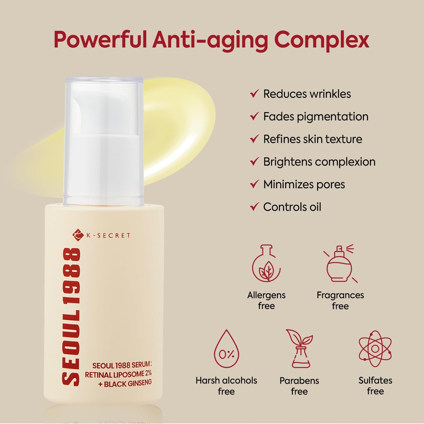 K-Secret SEOUL 1988 Serum : Retinal Liposome 2% + Black Ginseng - 30 ml