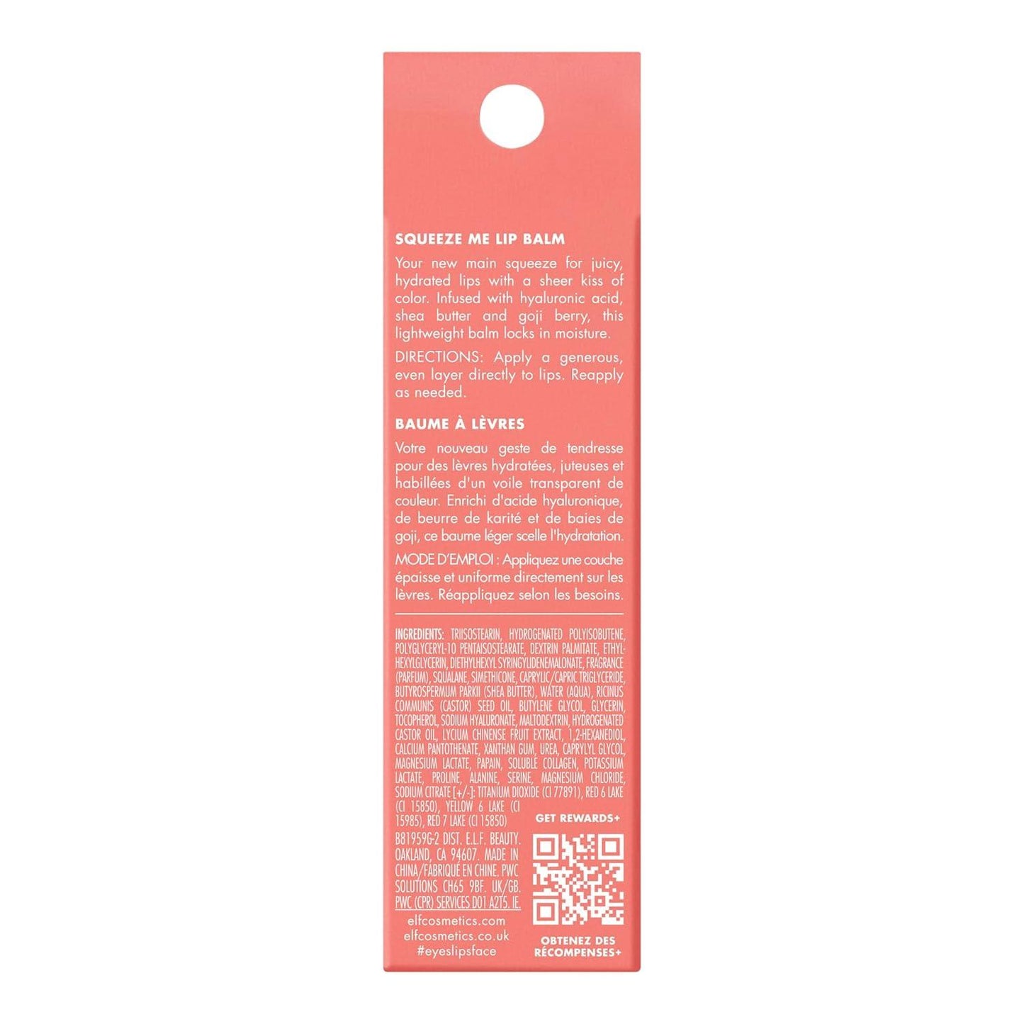 Elf Cosmetic Squeeze Me Lip Balm Moisturising Lip Balm with Hyaluronic Acid - Strawberry