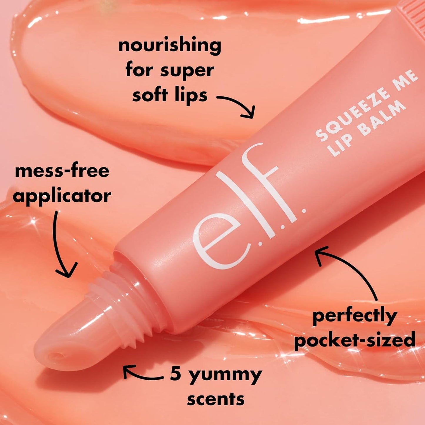 Elf Cosmetic Squeeze Me Lip Balm Moisturising Lip Balm with Hyaluronic Acid - Peach