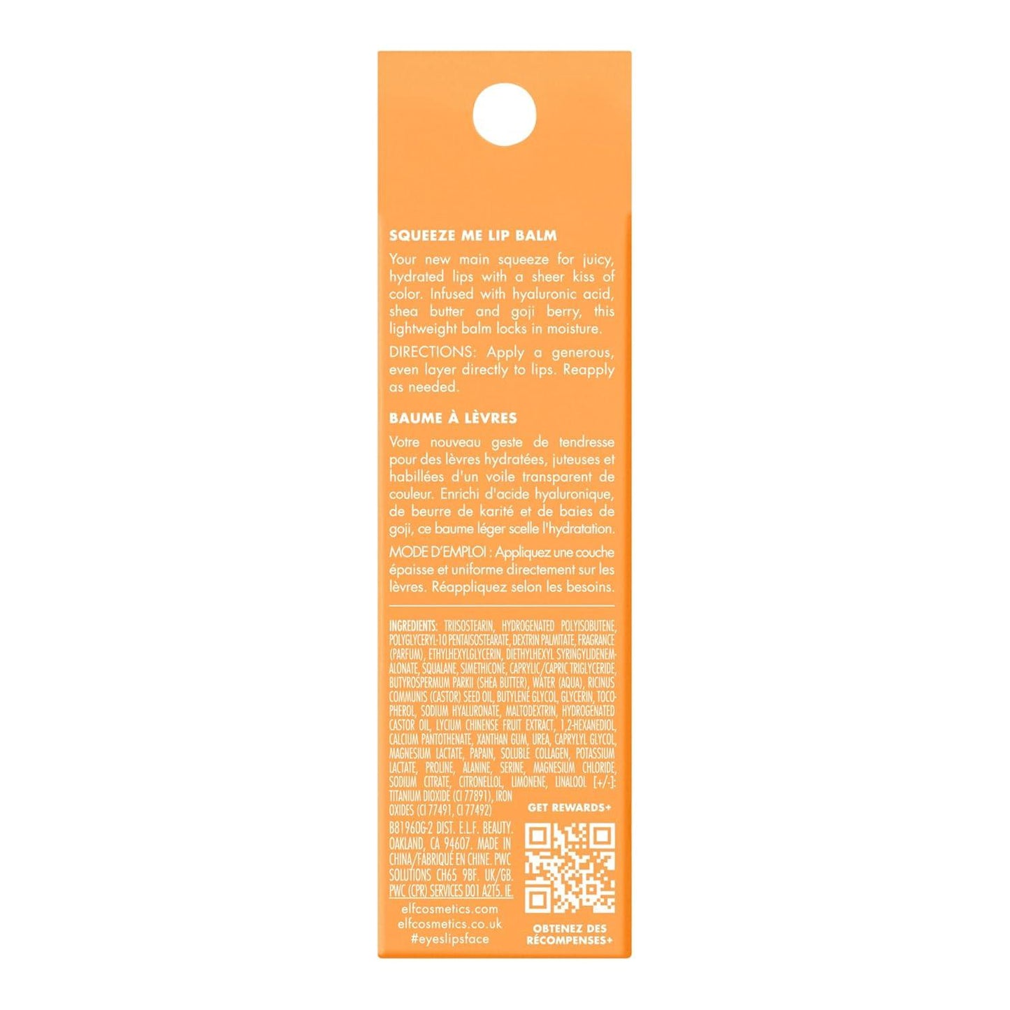 Elf Cosmetic Squeeze Me Lip Balm Moisturising Lip Balm with Hyaluronic Acid - Peach
