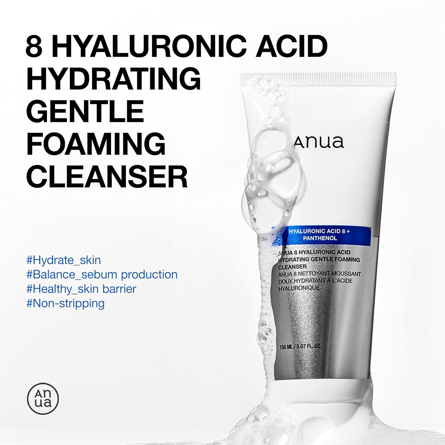(Sans emballage ou Emballage endommagé) Anua 8 Hyaluronic Acid Hydrating Gentle Foaming Cleanser - 150ml