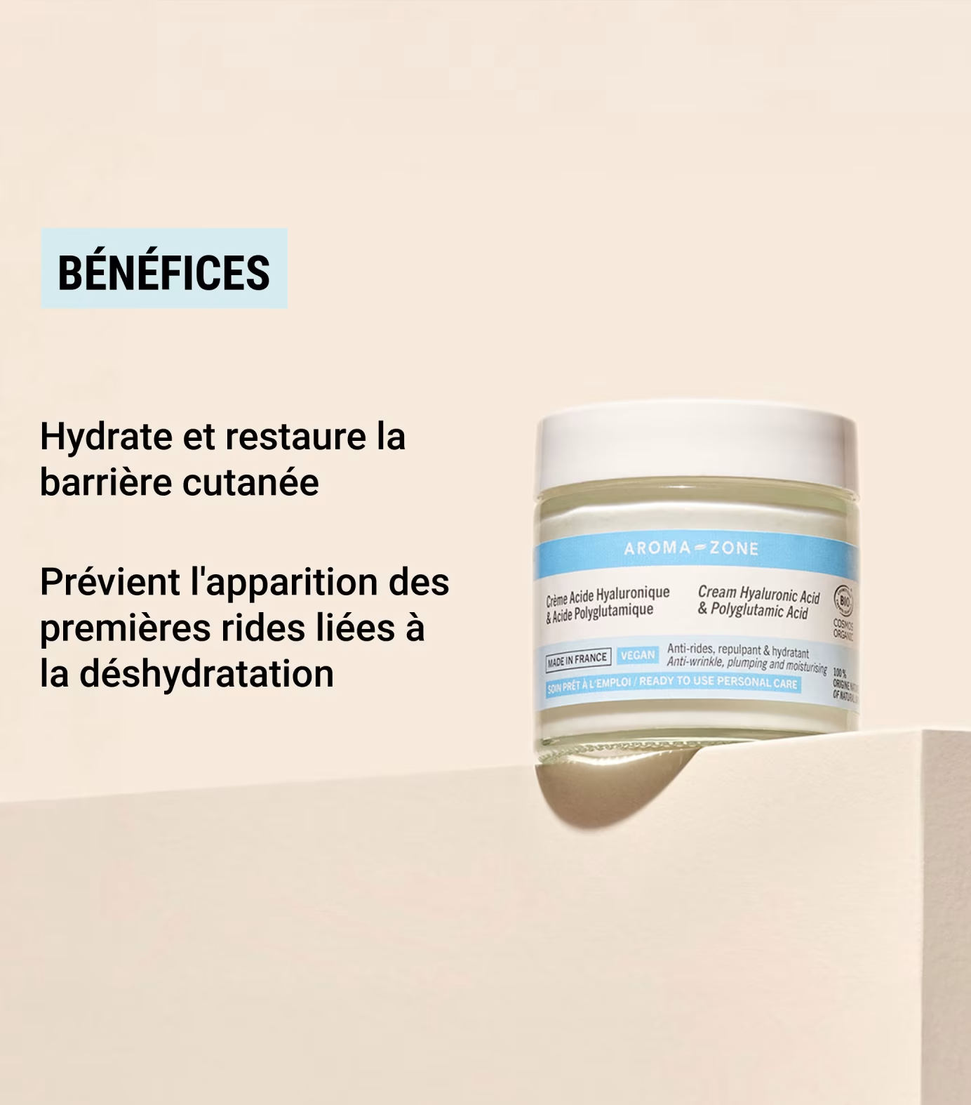 Aroma Zone Crème Acide Hyaluronique & Acide Polyglutamique - 50ml