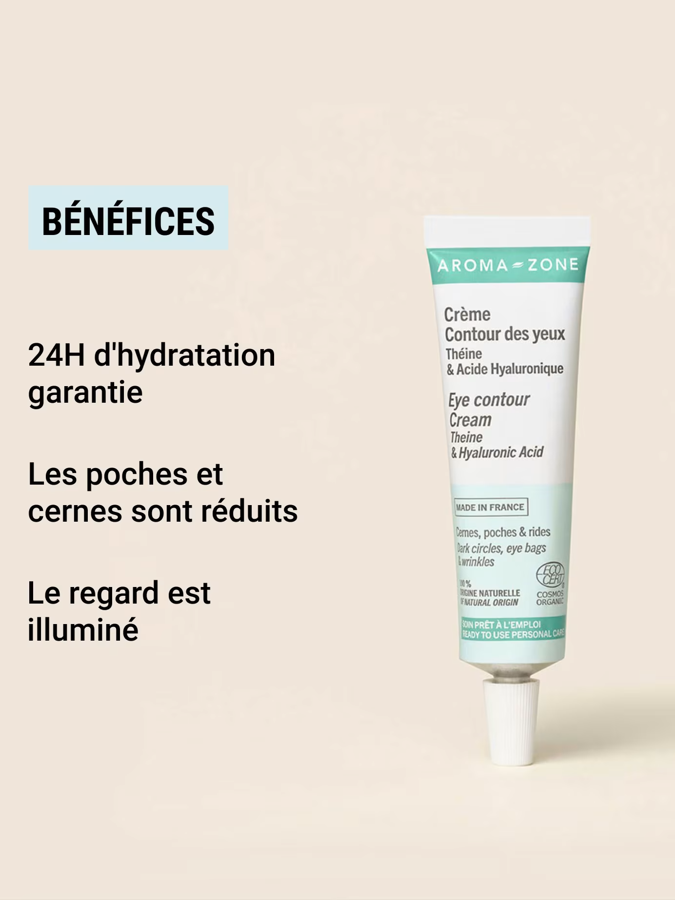 Aroma Zone Crème contour des yeux Théine & Acide Hyaluronique - 15ml