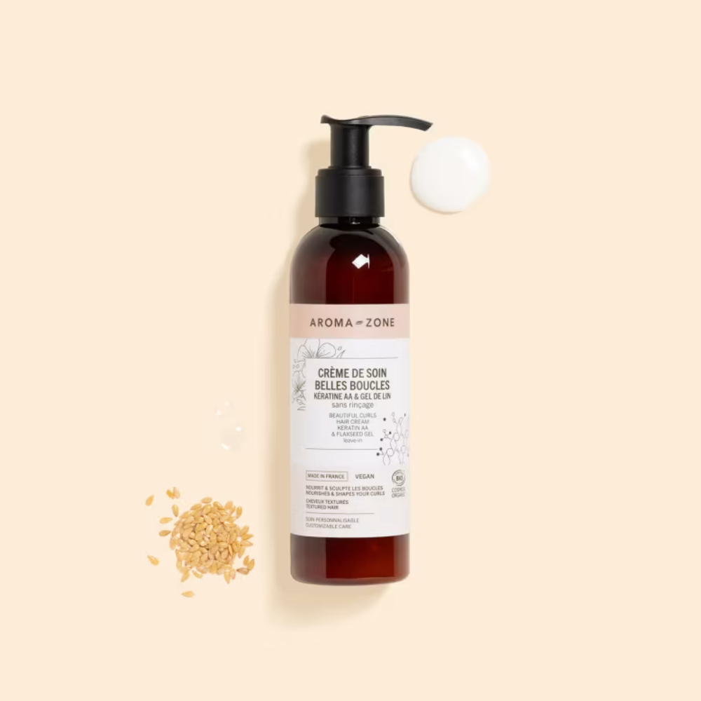 Aroma Zone Crème de Soin Belles Boucles pour Cheveux - Kératine AA & Gel de Lin - 200ml