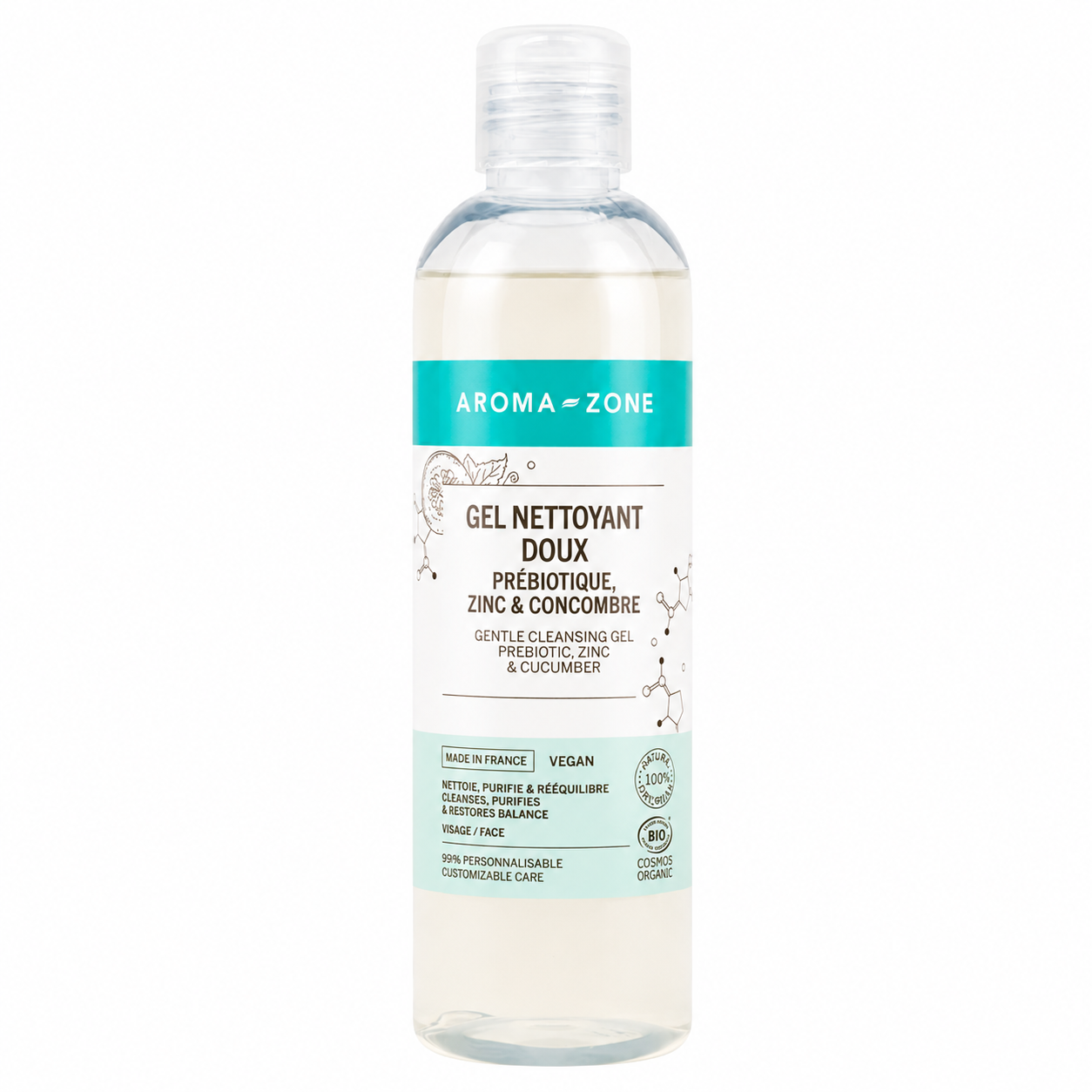 Aroma Zone Gel nettoyant doux Prébiotique, Zinc & Concombre - 200ml