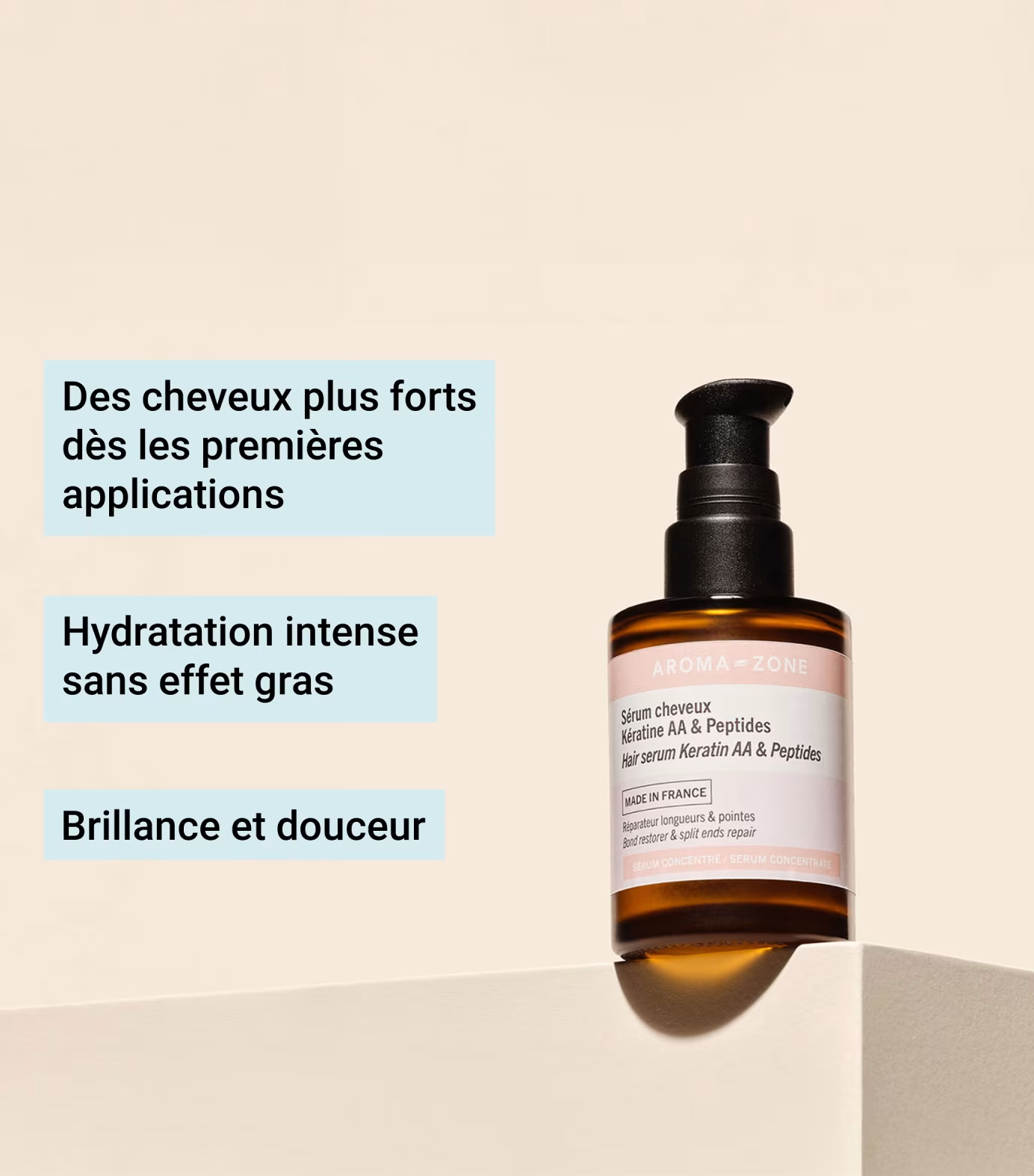 Aroma Zone Sérum Cheveux Kératine AA & Peptides - 50ml