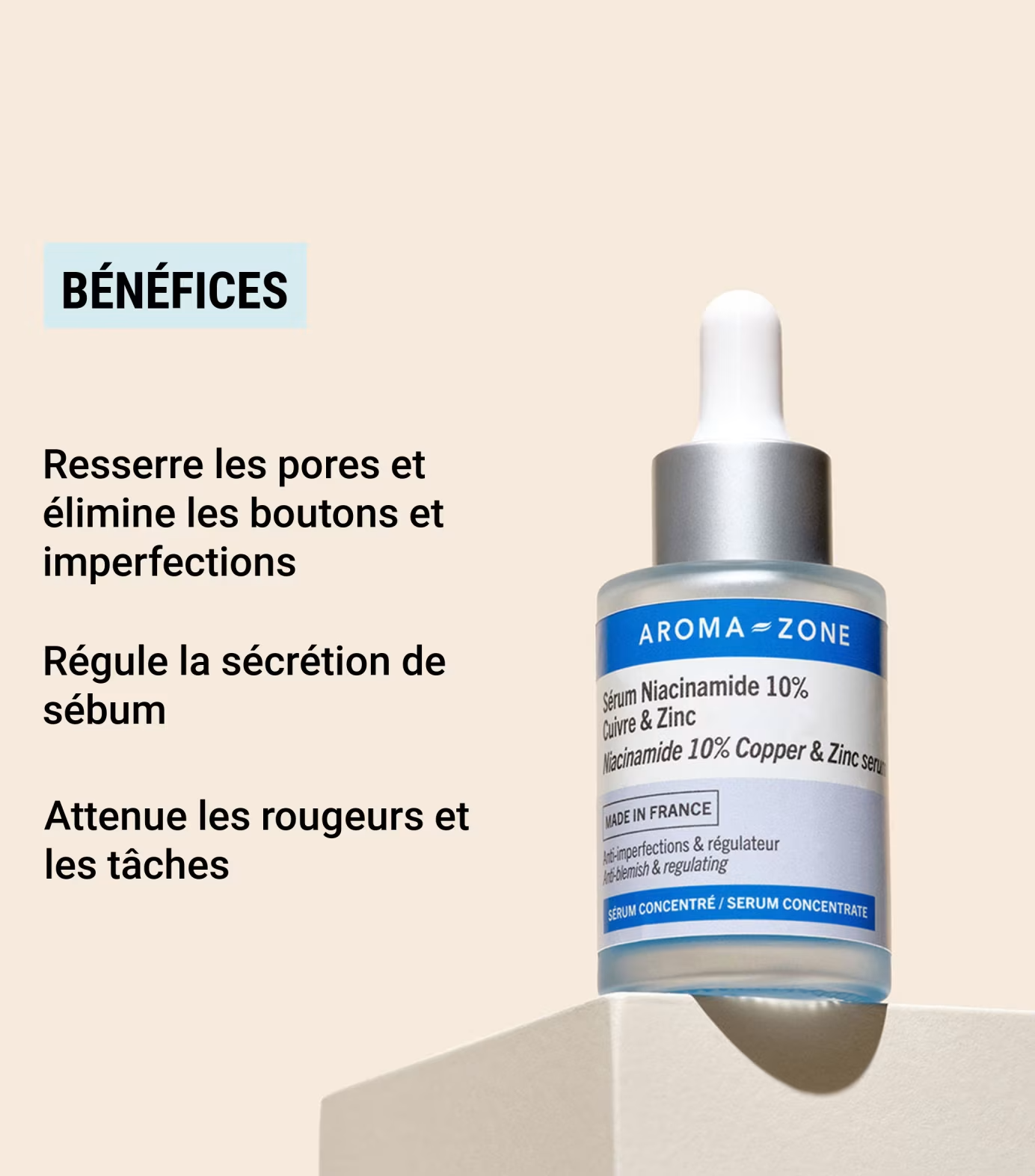 Aroma Zone Sérum concentré Niacinamide 10%, Cuivre & Zinc - 30ml