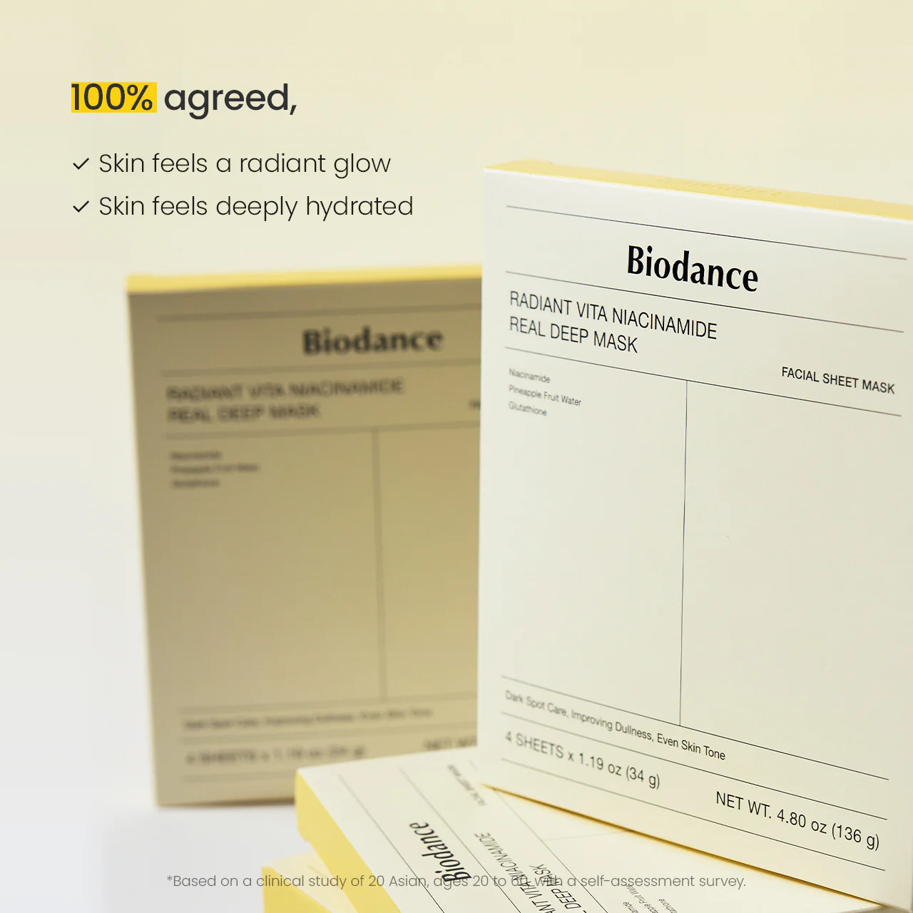 Biodance Radiant Vita Niacinamide Real Deep Mask (34gx4 masks)