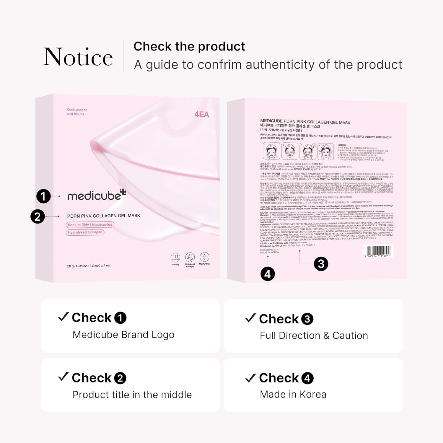 Medicube PDRN Pink Collagen Gel Mask - Pack X 4 units