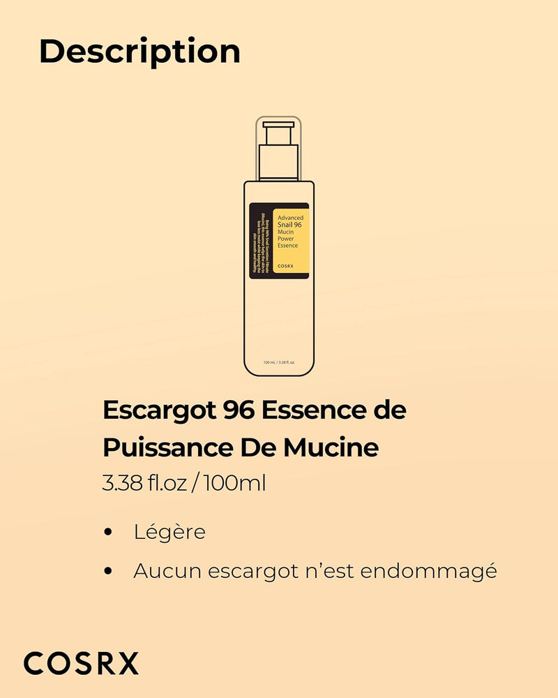 Cosrx Snail Mucin 96 Power Repairing Essence - Sérum à la mucine d'escargot - 100ml