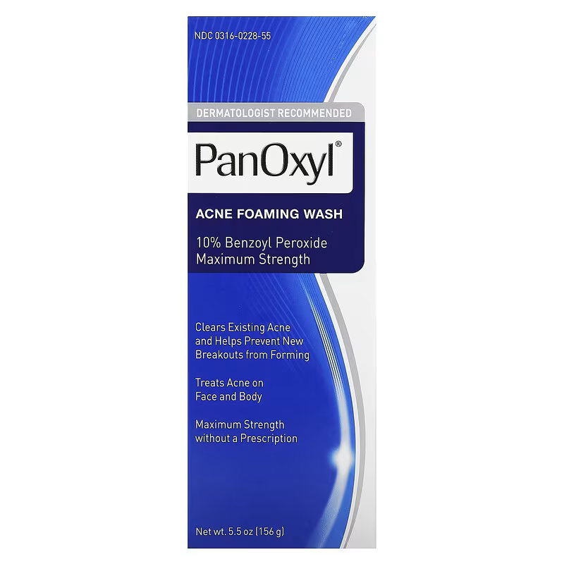 PanOxyl Nettoyant moussant contre l'acné, Peroxyde de benzoyle 10 % - 156g